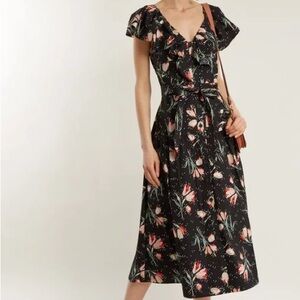 NWT REBECCA TAYLOR size 0 Ikat Tulip Poplin Midi Button Up Dress $475 Revolve